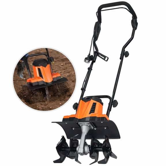 10 Amp Electric Tiller, 14" Tilling Width Cultivator, 3.94" Depth Corded Rototiller for Garden Soil, Steel Mn Tines, Lawn Digging