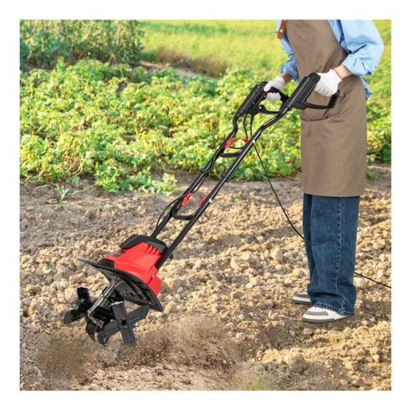 10 Amp Electric Tiller - Garden Cultivator, 14" Working Width, 380 RPM, Foldable Handle, 4 Blades - Soil Preparation for Planting