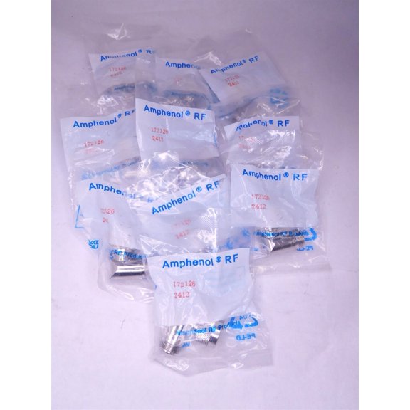 (10) Amphenol RF Connex 172126 N Adapter Right Angle Plug to Jack (M-F) (S2)