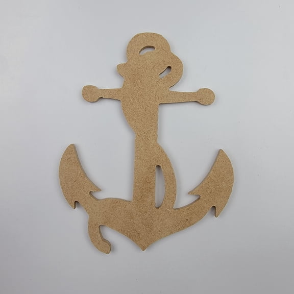 10"Anchor with Rope, Unfinished Wood Art Shape by Wooden Craft Cutouts, 1-4 Thickness