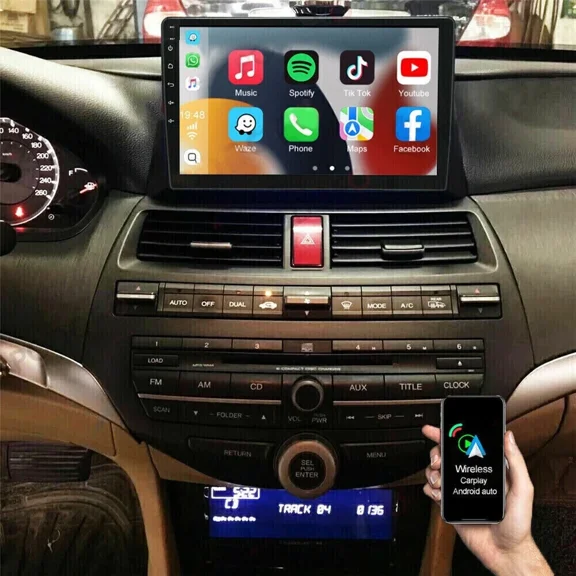 10" Android 15 Car Stereo for Honda Accord 2008-2013, 2+64GB, Wireless CarPlay & Android Auto, Built-in GPS Navigation, AHD Backup Camera, SWC, WiFi/Bluetooth/Mirror Link