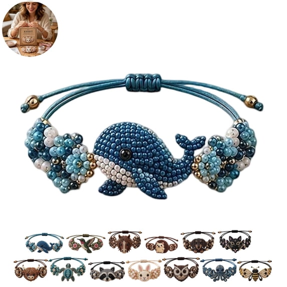 10+ Animal Patterns DIY Beaded Bracelet Making Kit, Adjustable Handmade Jewelry Craft Set with Pearl Beads, Creative Art Craft Gift for Girls Teens Adults Birthday Party Home Use M