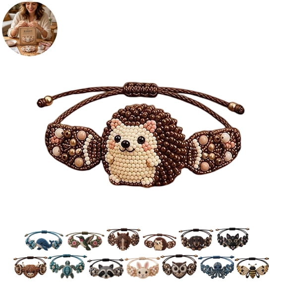 10+ Animal Patterns DIY Beaded Bracelet Making Kit, Adjustable Handmade Jewelry Craft Set with Pearl Beads, Creative Art Craft Gift for Girls Teens Adults Birthday Party Home Use E