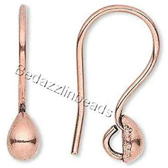 10 Antiqued Copper Teardrop Fishhook Hook Earwire Earring Findings With Loop
