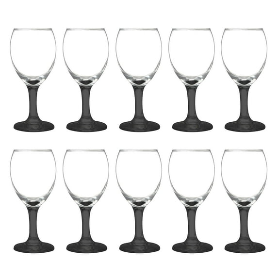 10 Aragon Wine Glasses Set, 8.5 oz. - High standard, USA made - Black