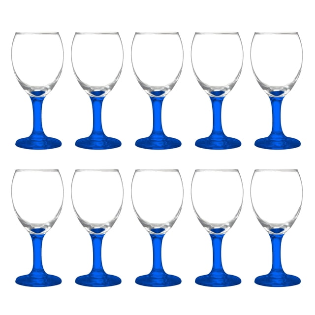 10 Aragon Wine Glasses Set, 8.5 oz. - High standard, USA made - Blue