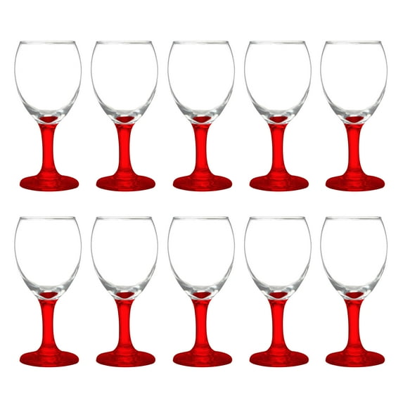 10 Aragon Wine Glasses Set, 8.5 oz. - High standard, USA made - Red