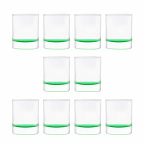 10 Arc Votive Glass Candle Holders Set, 3 oz. - Cylindrical design, Thick base - Green