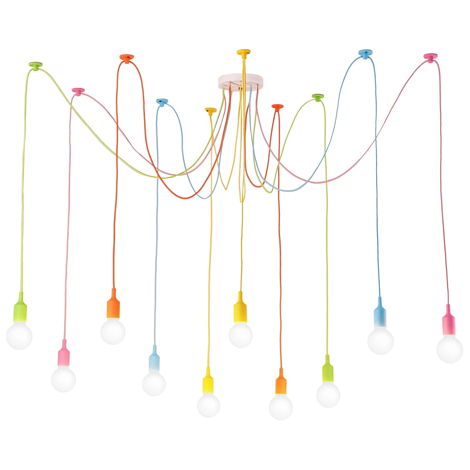 Multicolor Adjustable 10-Light Spider Pendant Ceiling Lamp