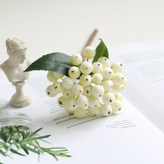 10" Artificial Berry Stems Floral Sprays Berry Fruit Picks for Home Decor Office Christmas Wedding Garden Patio Shop Window Photography Props, Green