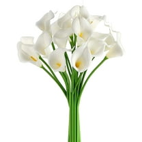 10 Artificial Calla Lily Flowers Real Touch Latex Arrangement Bouquet Wedding Centerpiece Room Office Party Home Decor, Excellent Gift Idea (Small - 20 Pack, White)