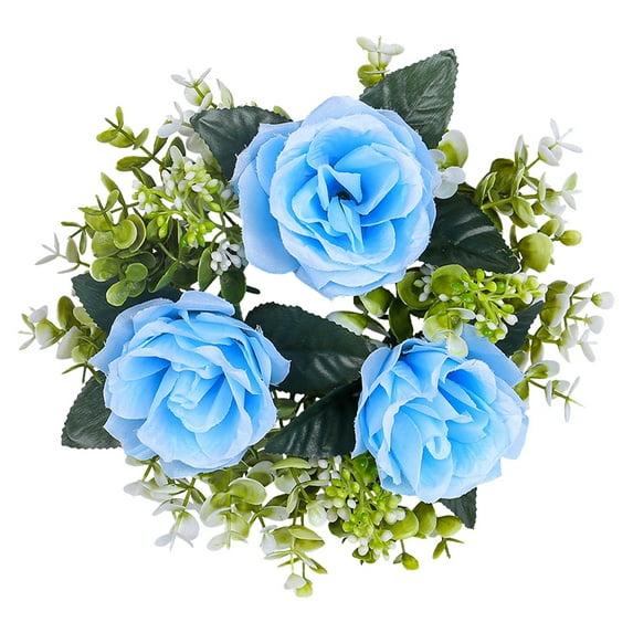 Under $10 Artificial Rose Candle Rings, B Summer Greenery Wreath for Candles, Artificial Rose Candle Rings Wreaths Summer Greenery Wreath for Candles Candleholders Decor for Home Festival We