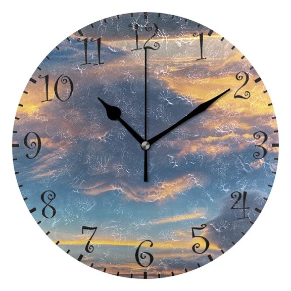 10" Artistic Round Wall Decorative Desk Clock Wall Clock Home Decor Beautiful Sunrise Cloud