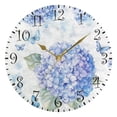 thumbnail image 1 of 10" Artistic Round Wall Decorative Desk Clock Wall Clock Home Decor Blue Hydrangea Pattern, 1 of 6