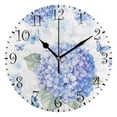 thumbnail image 1 of 10" Artistic Round Wall Decorative Desk Clock Wall Clock Home Decor Blue Hydrangea Pattern, 1 of 7