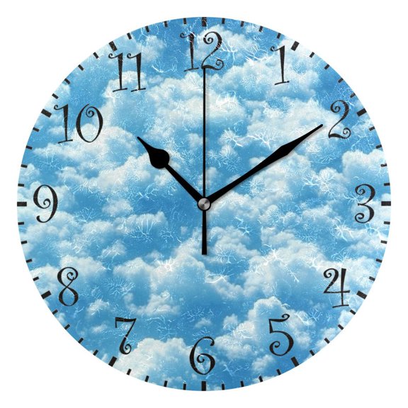 10" Artistic Round Wall Decorative Desk Clock Wall Clock Home Decor Clouds