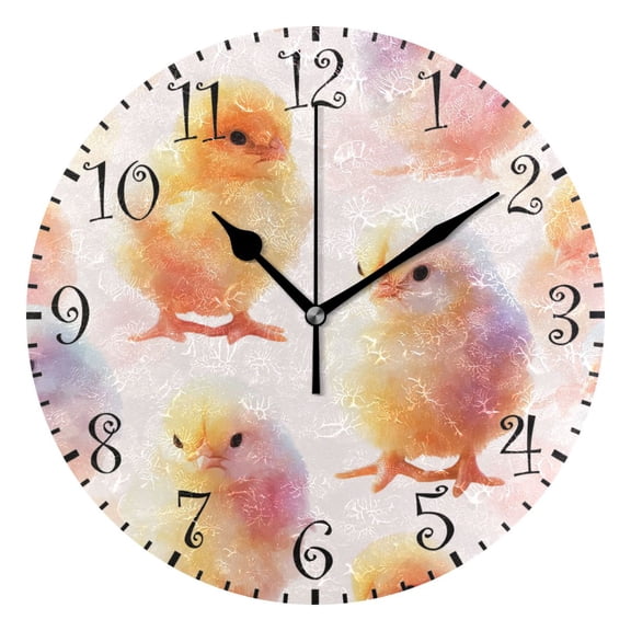10" Artistic Round Wall Decorative Desk Clock Wall Clock Home Decor Cute Baby Chicks