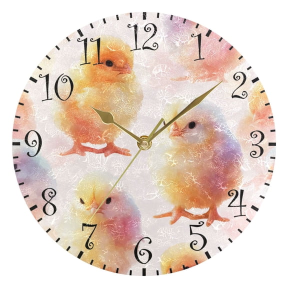 10" Artistic Round Wall Decorative Desk Clock Wall Clock Home Decor Cute Baby Chicks