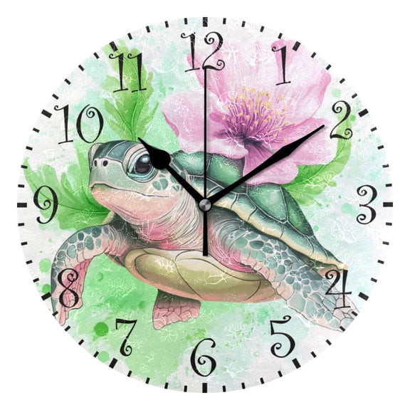 10" Artistic Round Wall Decorative Desk Clock Wall Clock Home Decor Cute Turtle