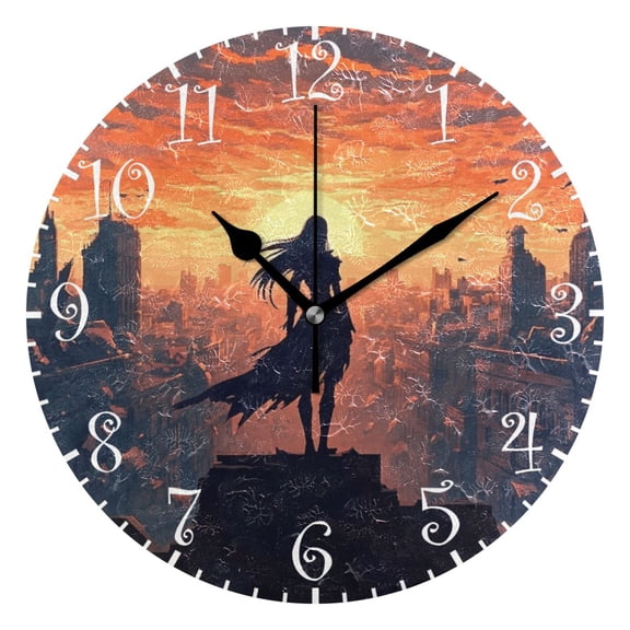 10" Artistic Round Wall Decorative Desk Clock Wall Clock Home Decor Elven Woman