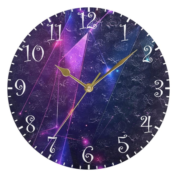 10" Artistic Round Wall Decorative Desk Clock Wall Clock Home Decor Glowing Lines and Triangles