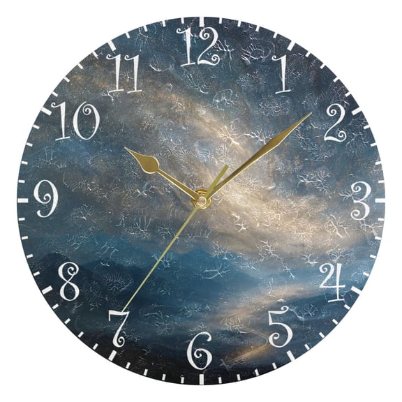 10" Artistic Round Wall Decorative Desk Clock Wall Clock Home Decor Golden Nebula