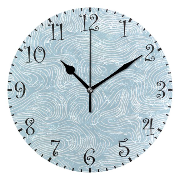 10" Artistic Round Wall Decorative Desk Clock Wall Clock Home Decor Hand-drawn Waves