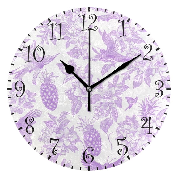 10" Artistic Round Wall Decorative Desk Clock Wall Clock Home Decor Lilac Floral Motifs