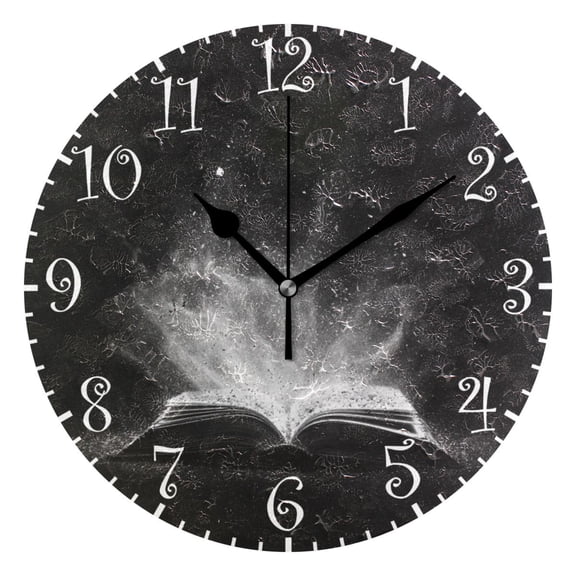 10" Artistic Round Wall Decorative Desk Clock Wall Clock Home Decor Open Book