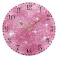 thumbnail image 1 of 10" Artistic Round Wall Decorative Desk Clock Wall Clock Home Decor Pink Glitter Background, 1 of 6