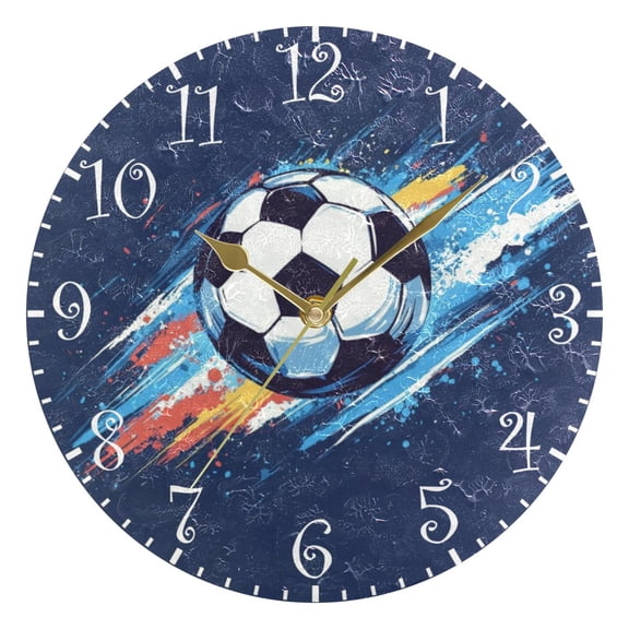 10" Artistic Round Wall Decorative Desk Clock Wall Clock Home Decor Soccer Ball in Space