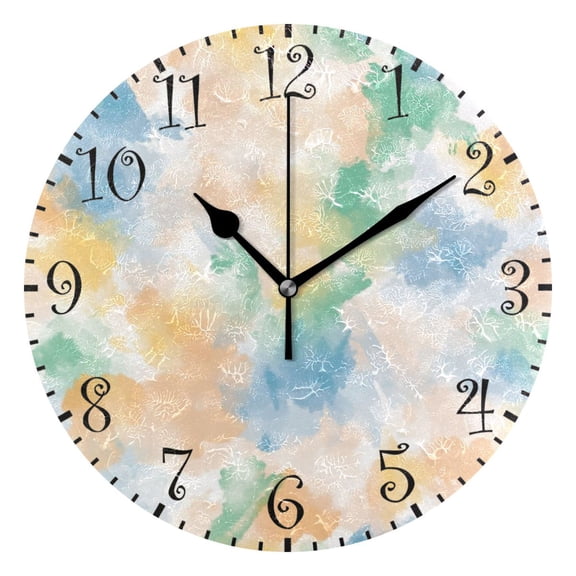 10" Artistic Round Wall Decorative Desk Clock Wall Clock Home Decor Watercolor Soft Pastel Strokes
