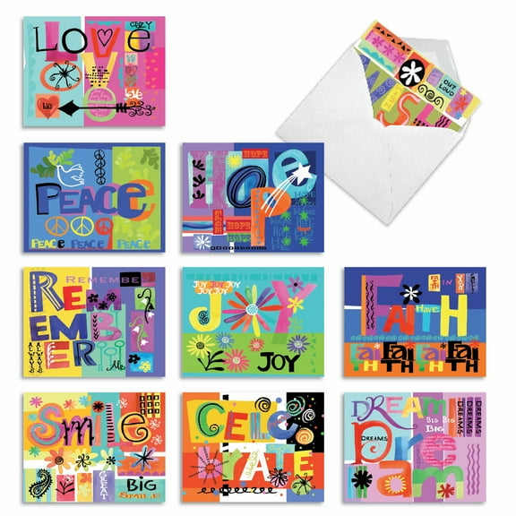10 Assorted All Occasion Blank Note Cards Pack - Grateful Graffiti