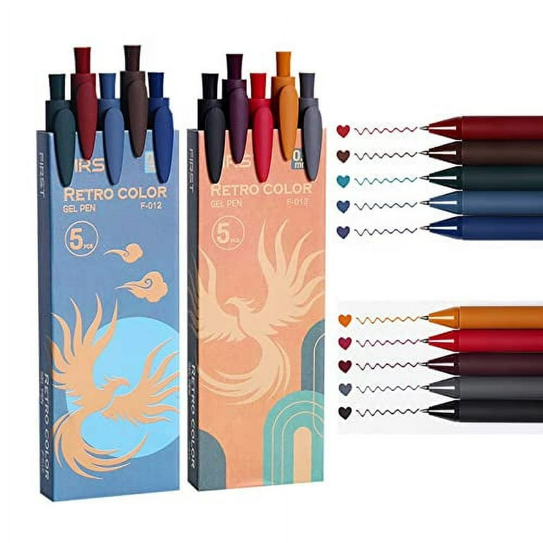 10 Assorted Color Retractable Gel Ink Pens, 0.5mm Fine Point Quick