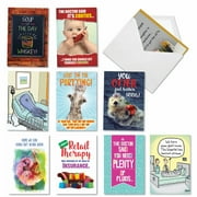 10 Assorted Get Well Soon Cards Funny - Best Remedies Feel Better - AC9373GWG-B1x10