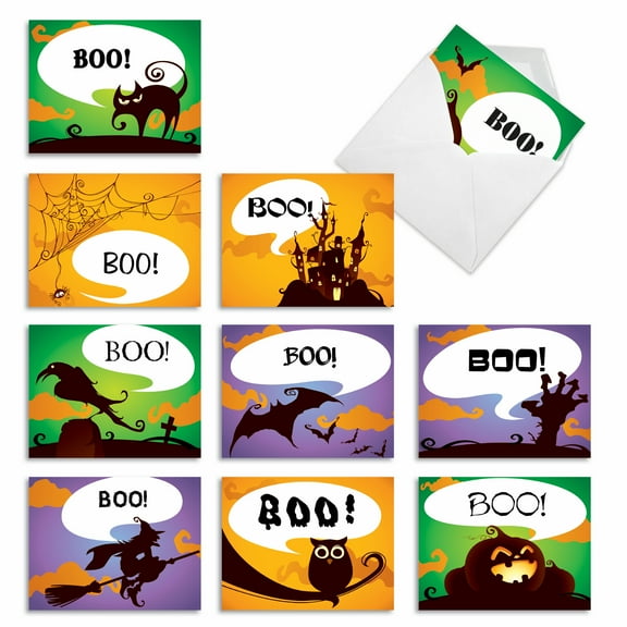10 Assorted Merry Christmas Note Cards Pack - Boo-Tiful Notes