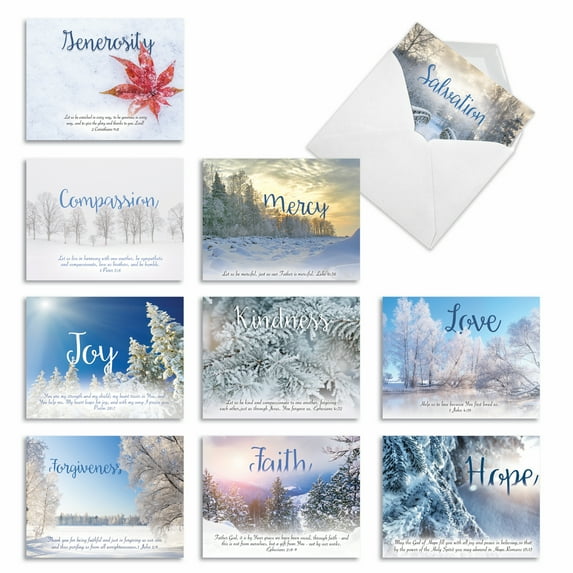 10 Merry Christmas Note Cards Pack (4 x 5.12 Inch) - HOLIDAY DEVOTIONS M6661XSG