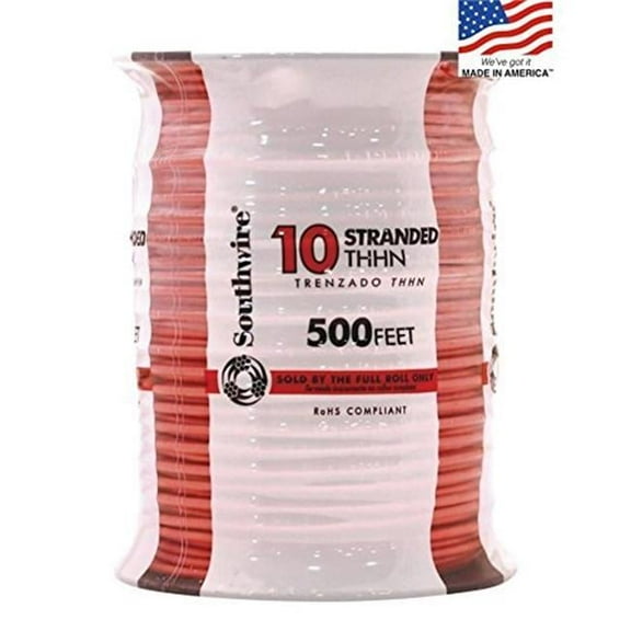 10 Awg Thhn Strand Wire, Orange - 500 ft.