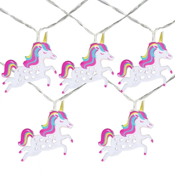 10 B/O LED Warm White Unicorn Christmas Lights - 3' Clear Wire