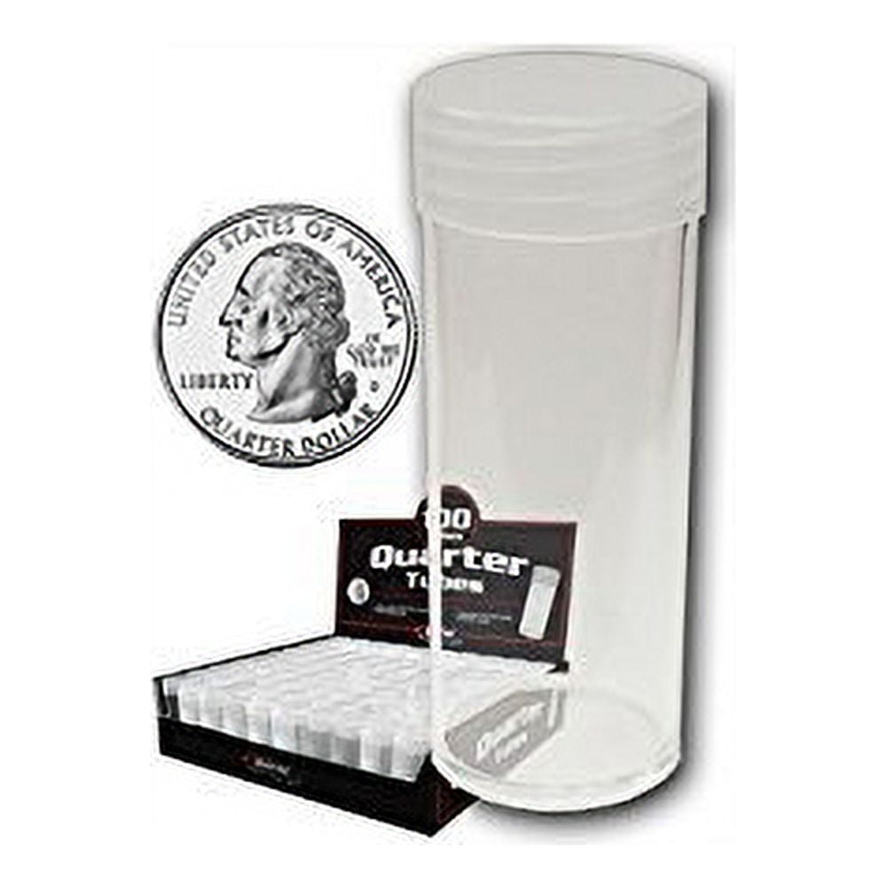 (10) BCW Brand Round Clear Plastic (Quarter) Size Coin Storage Tube