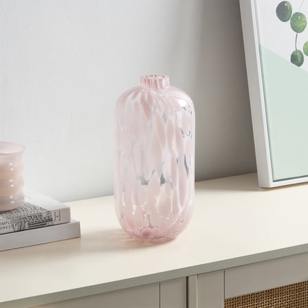 Home Decor Collections 10'' Blush Pink Painted Narrow Neck Glass Vase