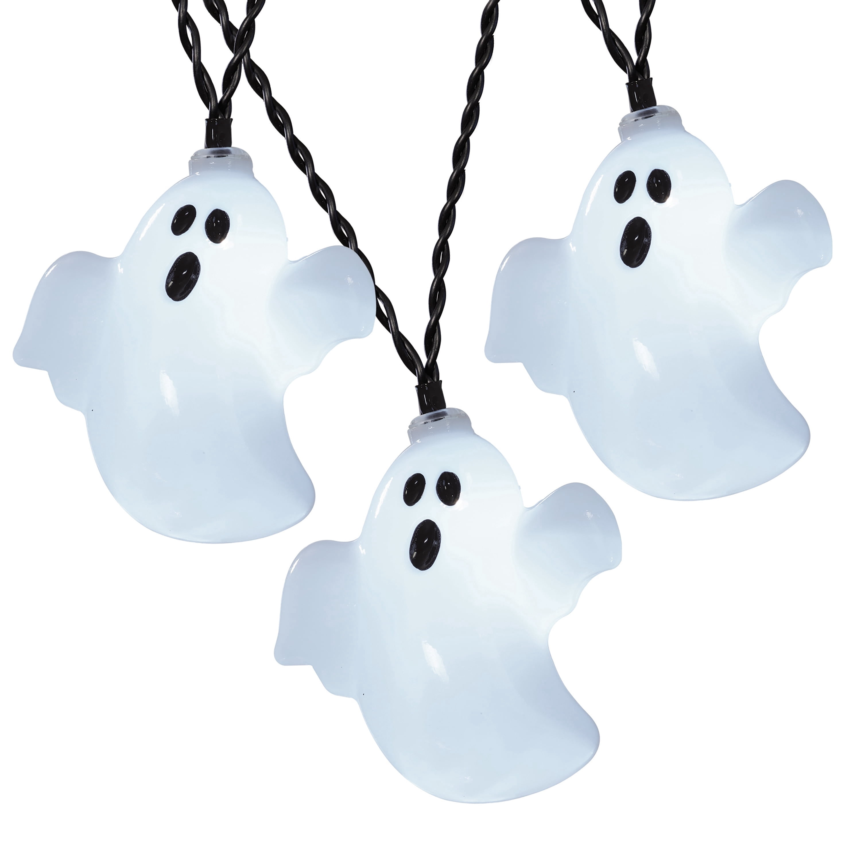Indoor 10-Count Battery-Operated LED Ghost String Lights, Cool White, 4.5', Halloween by Way To Celebrate