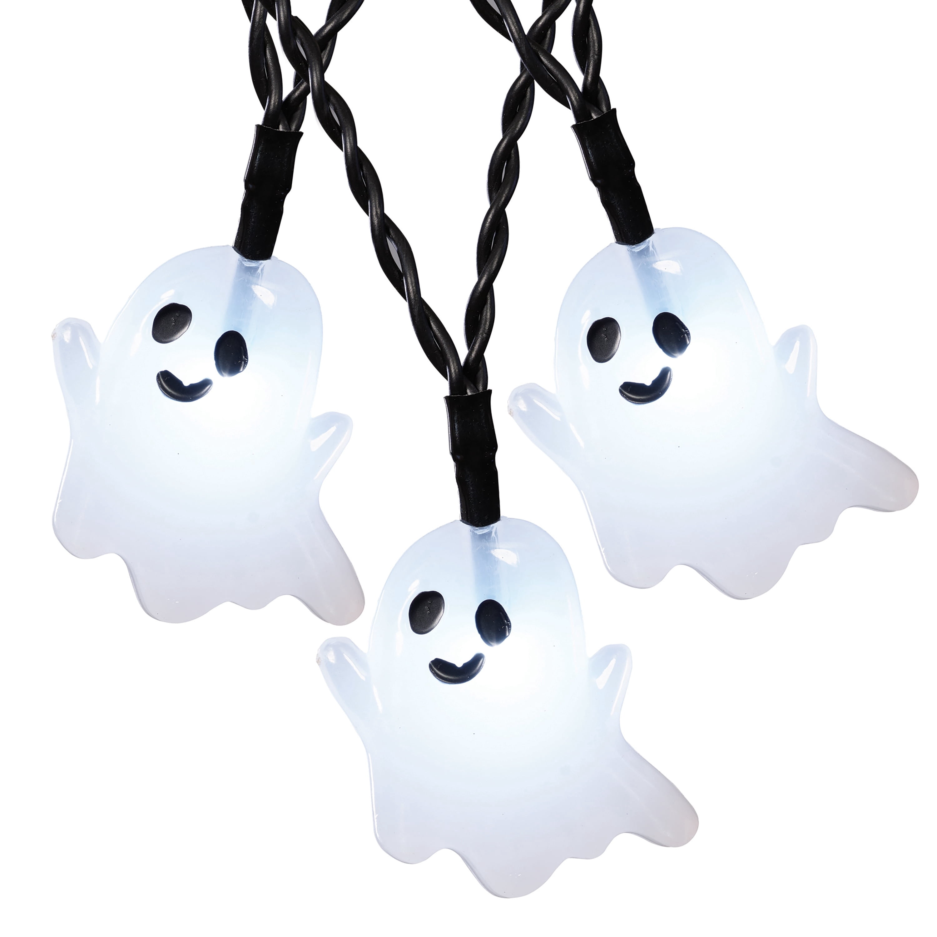 Indoor 10-Count Battery-Operated LED Ghost String Lights, Cool White, 3', Halloween by Way To Celebrate