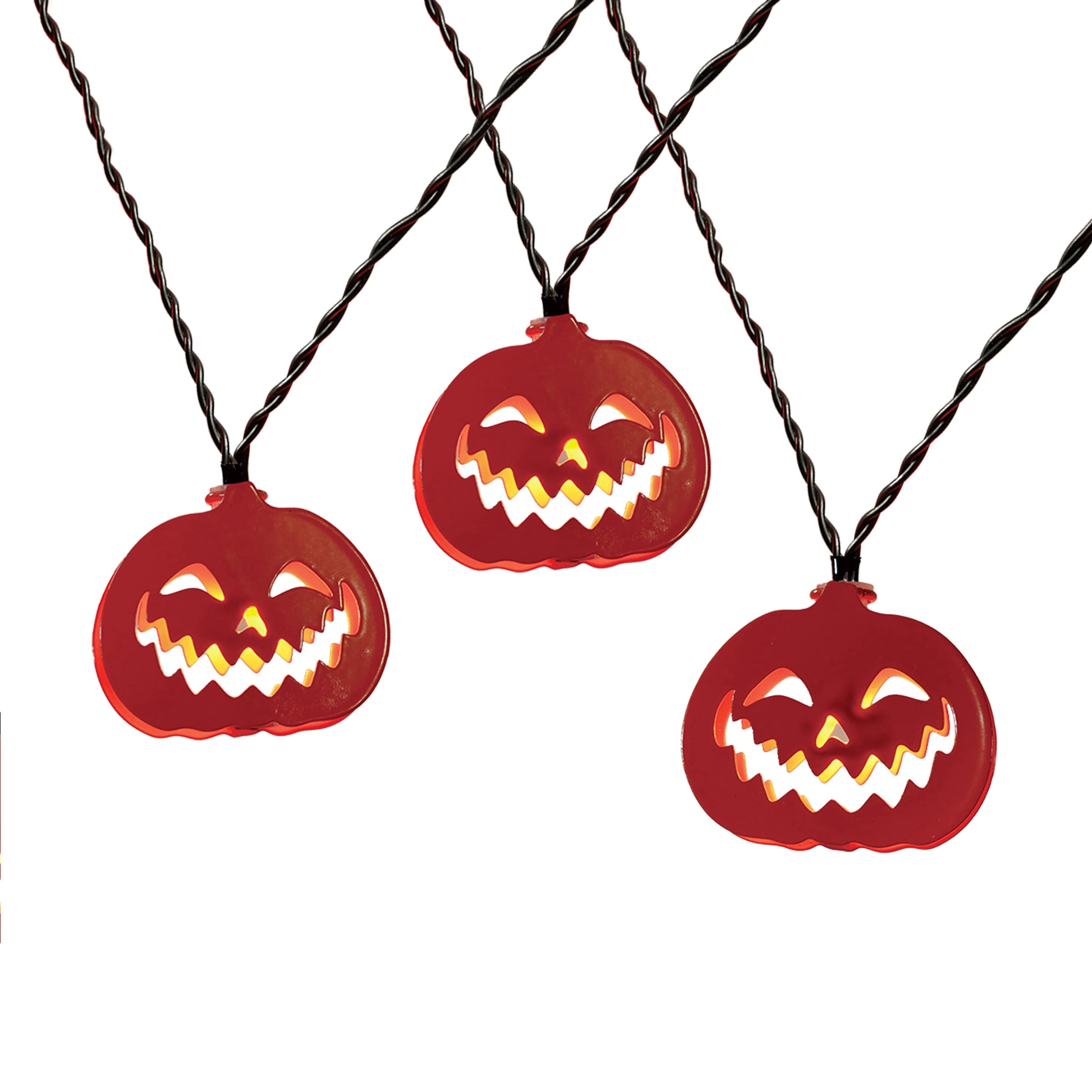 Indoor 10-Count Battery-Operated LED Metal Pumpkin String Lights, Orange, 4.5', Halloween by Way To Celebrate
