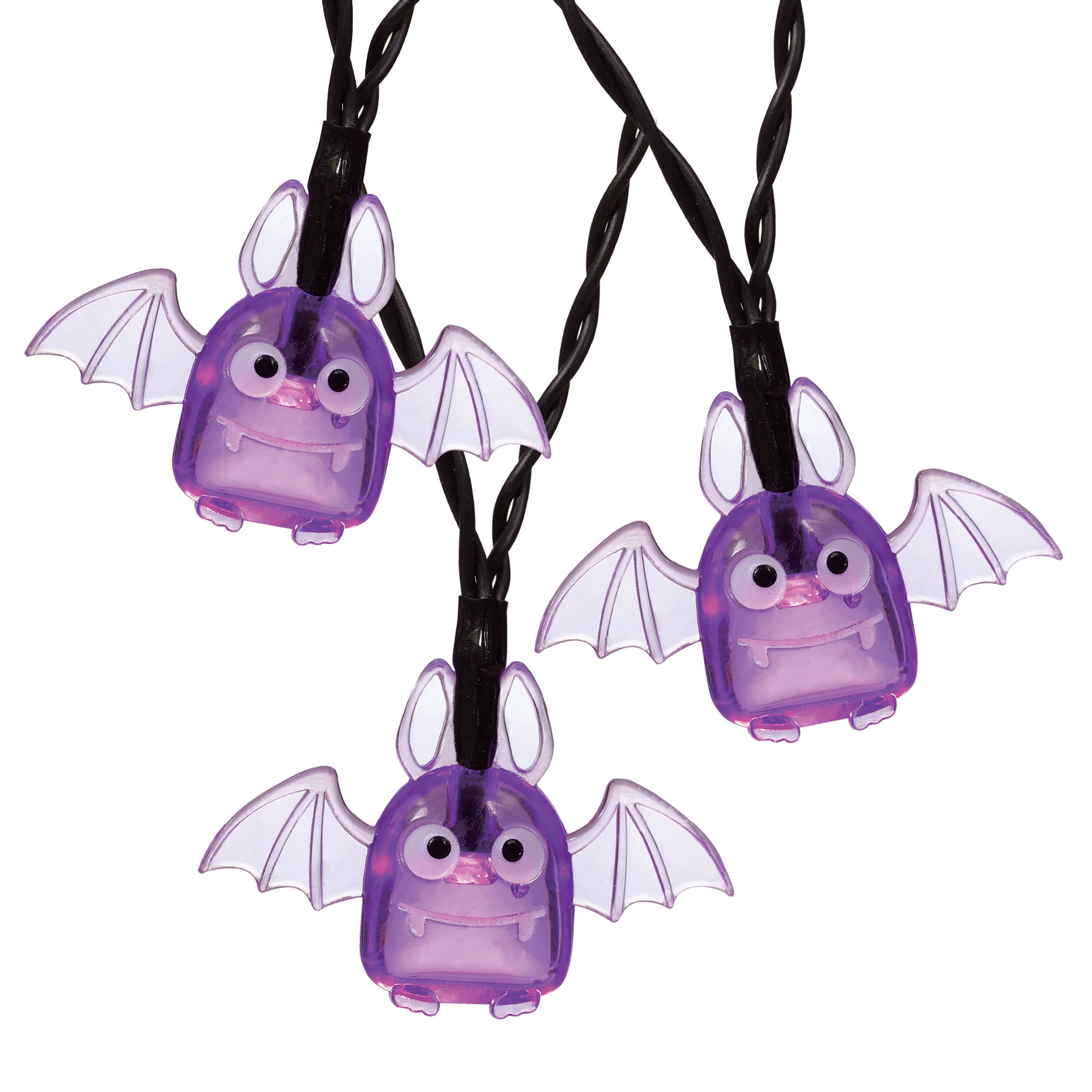 Indoor 10-Count Battery-Operated LED Bat String Lights, Purple, 3', Halloween by Way To Celebrate