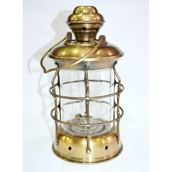 10" BRASS CARGO LANTERN ~ SHIP LAMP ~ MARITIME ~ NAUTICAL HOME DECOR ~ BOAT
