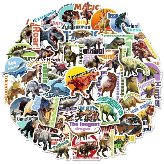 10 Bag PVC Adhesive Stickers for Suitcase Skateboard Refrigerator Helmet Mobile Phone Shell Dinosaur Pattern 5~7x5~7cm 50pcs/bag