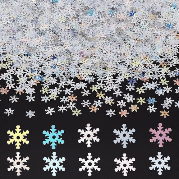 10 Bags 10 Colors Snowflake Plastic Paillette/Sequins Beads for DIY Crafts Ornament Accessories Mixed Color 7x6.5x0.2mm Hole: 1mm Craft