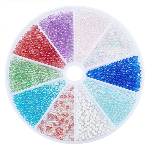 10 Bags 10 colors Transparent Round Caviar Beads Beads Crystal Tiny Rhinestones Glass Micro Beads for DIY Nail Art Decorations Accessories Mixed color 1~3mm