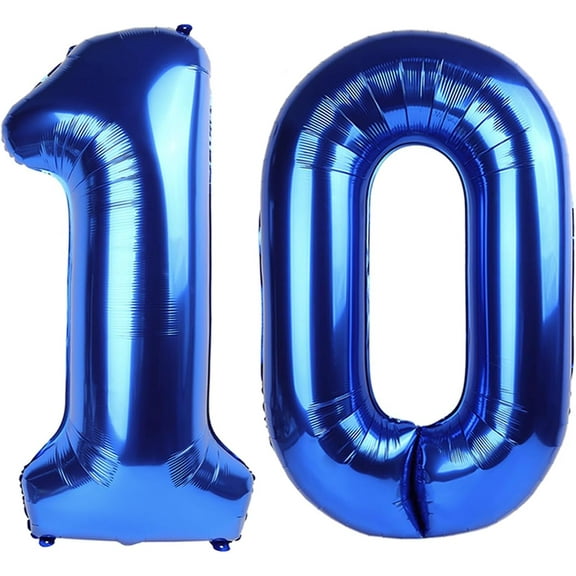 10 Balloons Number, 10th Birthday Decorations for Girl Boys, Dark Blue Birthdays Balloons 40 In for Engagement, Wedding, Celebration Party, Graduations, Photo Shoot